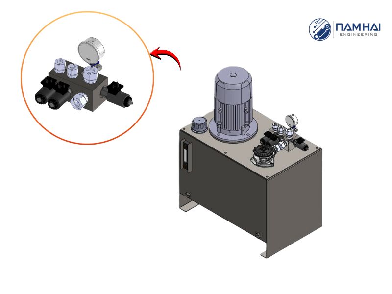 Hình ảnh thiết kế một trạm dầu sử dụng manifold block nhỏ gọn