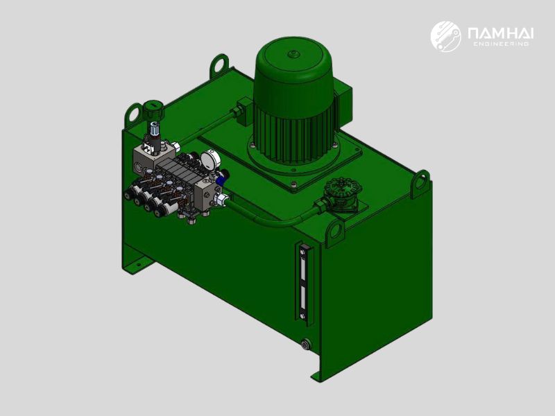 Trạm dầu sử dụng khối van thủy lực tích hợp các loại van gạt tay được thiết kế chế tạo bởi Công ty Nam Hải
