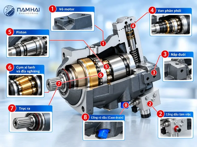 Motor có cấu tạo gần giống với bơm thủy lực
