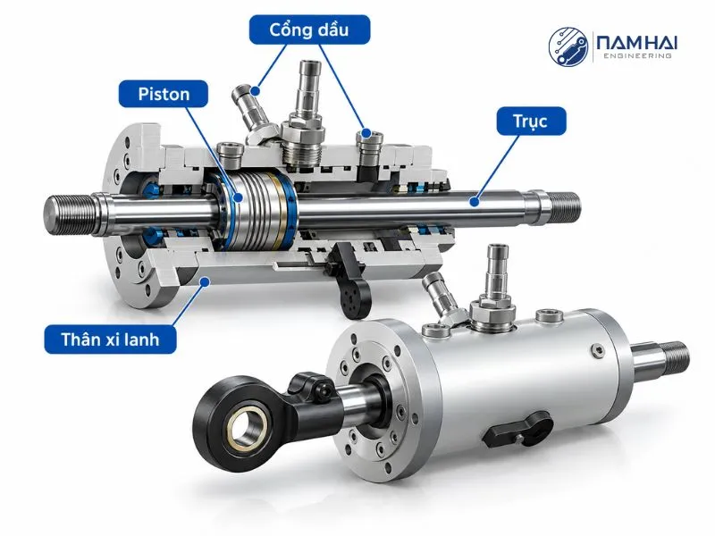 Cấu tạo của xi lanh kẹp