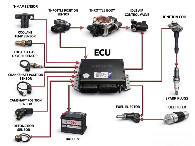 ECU là trung tâm điều khiển hoạt động của nhiều cơ cấu