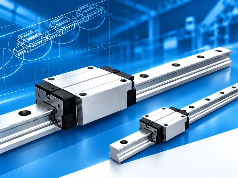 Các loại ray trượt, block trượt và vít me được trưng bày tại gian hàng