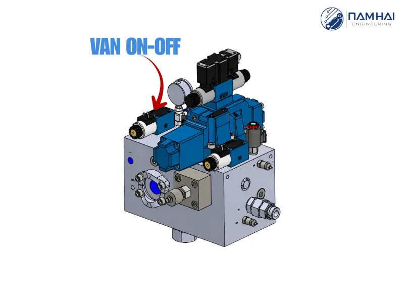 Van ON OFF được lắp đặt trên 1 khối van điều khiển